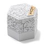 Cajas de almacenamiento de anillos de plástico hexagonales en relieve, estuche para anillos de boda con esponja