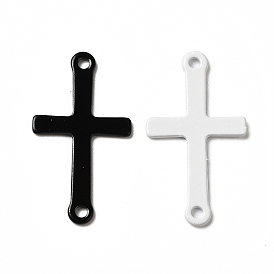 Spray Painted 201 Stainless Steel Connector Charms, Cross