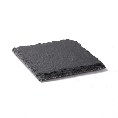 Natural Black Stone Cup Mat, Rough Edge Coaster, with Sponge Pad, Square