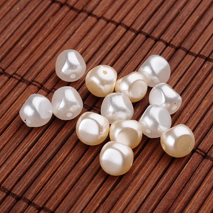 Pépites perles acryliques imitation de perles, 7.5x7x7.5mm, trou: 0.5 mm, environ 2100 pcs / 500 g