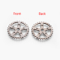 Tibetan Style Alloy Gear Chandelier Components, Steampunk Charms, Cadmium Free & Lead Free, 25x1mm, Hole: 1~2.5mm