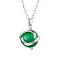 SHEGRACE 925 Sterling Silver Pendant Necklace, with Opal, Round, Green