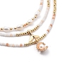 Beaded Necklaces & Pendant Necklace Sets, with Brass Beads & Whale Tail Pendants, Natural Pearl Beads, Glass Beads, Shell Shape Alloy Charms and 304 Stainless Steel Lobster Claw Clasps, Light Salmon