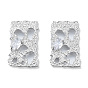 Brass Pave Clear Cubic Zirconia Pendants, Cadmium Free & Nickel Free & Lead Free, Textured, Rectangle