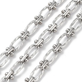 304 Stainless Steel Oval & Knot Link Chains, Unwelded, with Spool