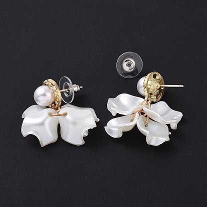 Boucles d'oreilles pendantes imitation coquillage en acrylique avec 925 épingles en argent sterling, boucles d'oreilles pendantes en alliage pour femmes