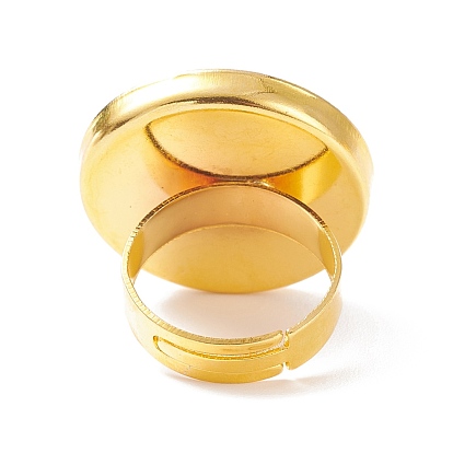Латунные кольца хвостовиков, латунная фурнитура платформы для кольца, для изготовления ювелирных изделий, регулируемый, круглые, 17 мм, лоток : 25 мм