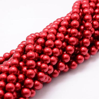 Shell Pearl Bead Strands, Round, Grade A