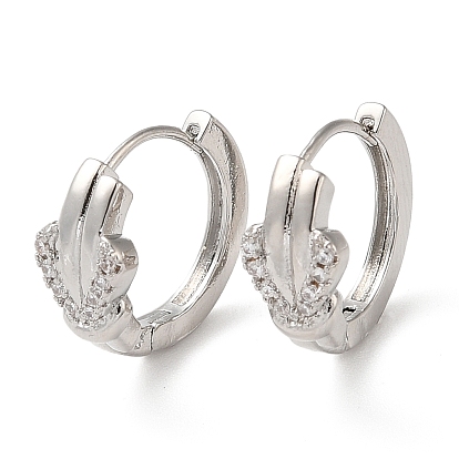 Cubic Zirconia Heart Hoop Earrings, Rack Plating Brass Earrings for Women, Lead Free & Cadmium Free