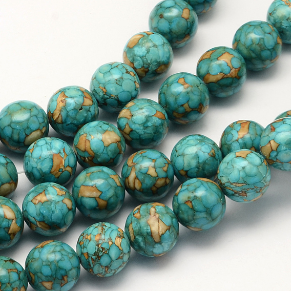 Dyed Synthetic Turquoise Round Bead Strands
