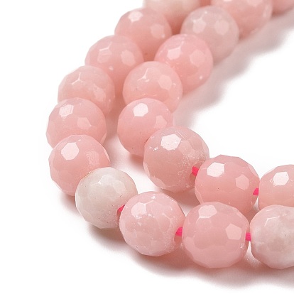 Natural Pink Opal Beads Strands, Faceted(128 Facets), Round
