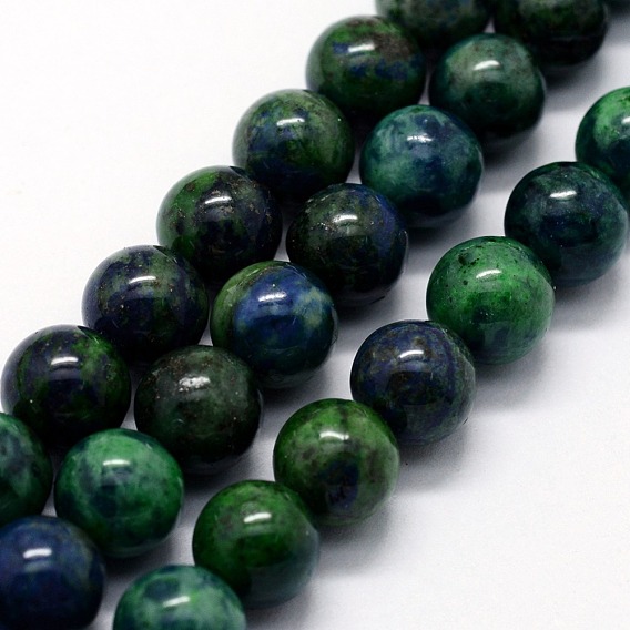 Brins de perles de chrysocolla et lapis lazuli naturelles, teint, ronde