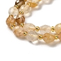 Natural Citrine Beads Strands, with Seed Beads, Faceted, Oval