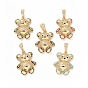 Brass Cubic Zirconia Pendants, Golden/Platinum, Bear Charm