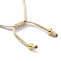 Adjustable Glass Beaded & Brass Chains Link Bracelet for Women