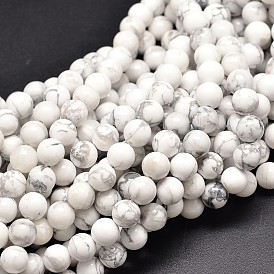 Howlite de pierre naturelle rangées de perles rondes
