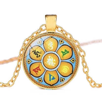 7 collier pendentif en verre chakra, bijoux en alliage thème yoga pour femmes