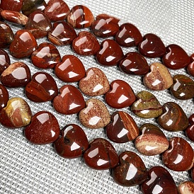 Perles de jaspe arc-en-ciel rouge naturel, cœur