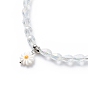 Natural Shell Daisy Flower Stretch Bracelet and Pendant Necklace, Glass & Plastic Beaded Jewelry for Women