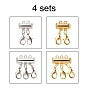 4 Sets 4 Style Alloy Magnetic Slide Lock Clasps, with Lobster Claw Clasps, Cadmium Free & Lead Free, Tube