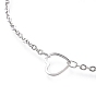 304 Stainless Steel Cable Chain Anklets, with Heart Links and Lobster Claw Clasps