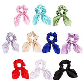 Chic Fabric Bunny Ear Headband with Bow for Women - Solid Color Hair Accessory