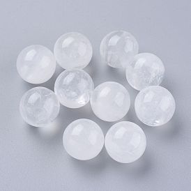 Natural Quartz Crystal Beads, Rock Crystal Beads, Gemstone Sphere, No Hole/Undrilled, Round