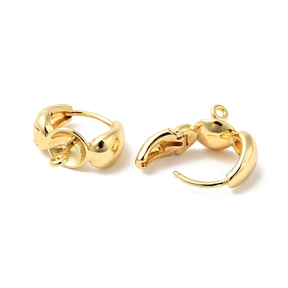 Brass Hoop Earring Findings, with Vertical Loops, Cadmium Free & Nickel Free & Lead Free