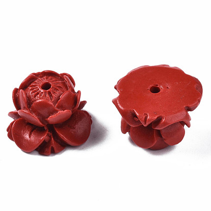 Perles de lotus de cinabre, fleur, 12x18x18mm, Trou: 2mm