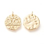 Brass Pendants, with Jump Rings, Long-Lasting Plated, Flat Round with Moon & Star