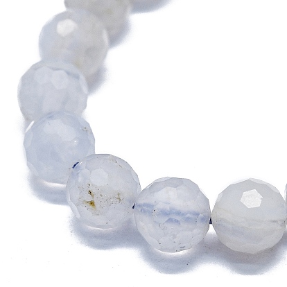 Naturelles agate bleue de lacet brins de perles, à facettes (128 facettes), ronde