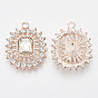 Rhinestone Pendants, with Light Gold Plated Alloy Findings, Oval
