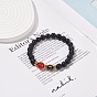 Om Mani Padme Hum Mala Beads Bracelet, Natural Agate & Red Agate Carnelian & Obsidian Beaded Stretch Bracelet, Gemstone Jewelry for Women