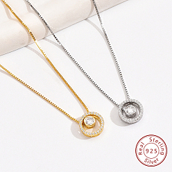 Colliers avec pendentif en forme d'anneau en zircone cubique et chaînes en argent sterling