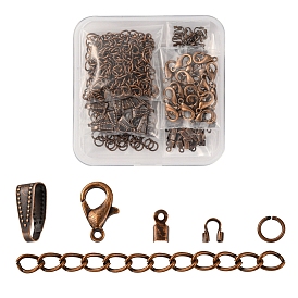 DIY Jewelry Making Finding Kit, Including Alloy Lobster Claw Clasps, Iron Jump Rings & Folding Crimp Ends & Ends Chains, Brass Snap on Bails & Wire Guardian