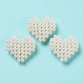 Perles tissées en perles d'imitation en plastique, cœur