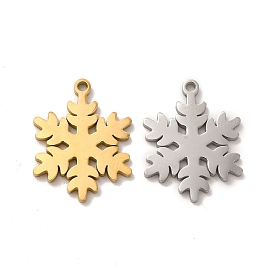 Ion Plating(IP) 304 Stainless Steel Pendants, Christmas Snowflake Charms