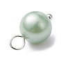 Shell Pearl Dyed Round Charms, with Platinum Plated Brass Loops