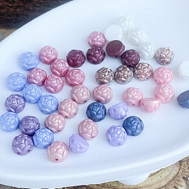 10Pcs Opaque Czech Glass Beads, Rose