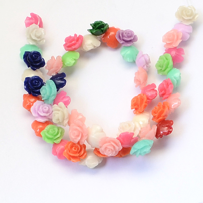 Perles de corail synthétique teintées de fleurs, 10x6~7mm, Trou: 1mm