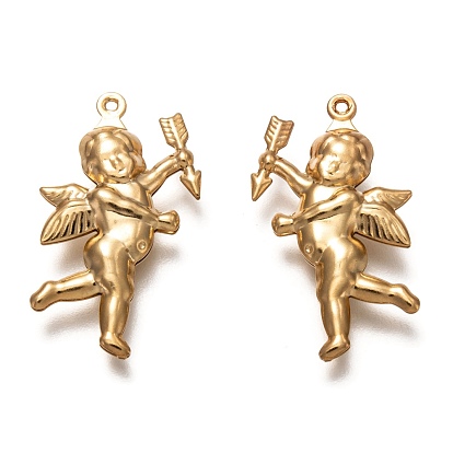 Valentine's Day 304 Stainless Steel Pendants, Cupid, Real 18K Gold Plated