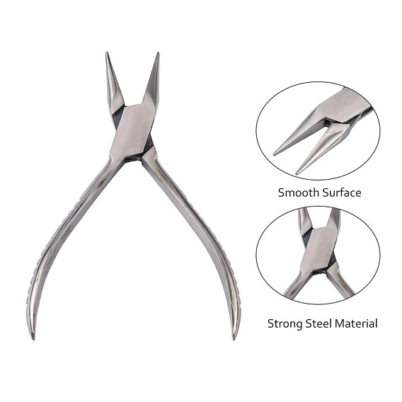 430 Stainless Steel Jewelry Pliers, Needle Nose Pliers, 155x50x15mm