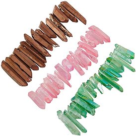 ARRICRAFT Electroplated Natural Quartz Crystal Bead Strands, Nuggets, Dyed