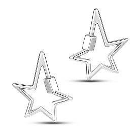 SHEGRACE 925 Sterling Silver Stud Earrings, Star