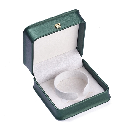 Caja de pulsera de cuero de pu, con corona de hierro dorado, para la boda, caja de almacenamiento de joyas, plaza