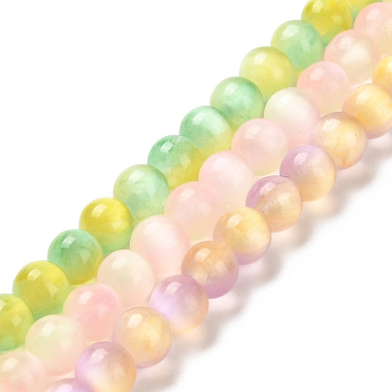 Brins de perles teints en sélénite naturelle, imitation d'oeil de chat, Grade a, ronde