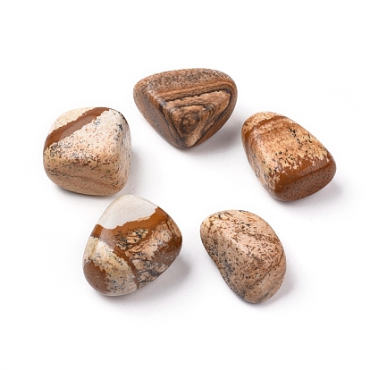 Picture naturelles perles de jaspe, pierres de guérison, pour la thérapie de méditation équilibrant l'énergie, pierre tombée, gemmes de remplissage de vase, pas de trous / non percés, nuggets