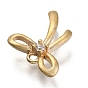 Ion Plating(IP) Brass Micro Pave Clear Cubic Zirconia Charms, Bowknot Charm, Long-Lasting Plated