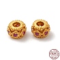Matte Gold Color 925 Sterling Silver Beads, Hollow Rondelle