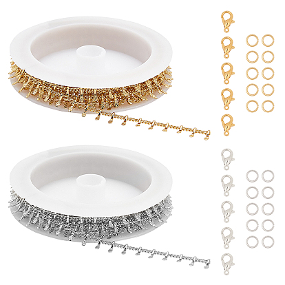 Kits de fabrication de bijoux de bricolage chgcraft, y compris les chaînes gourmettes et les anneaux de saut faits à la main en laiton, Fermoir mousqueton, fermoirs de homard en alliage de zinc 
